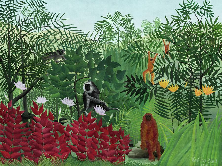 Henri Rousseau Painting - Tropical Forest with Monkeys #11 by Henri Rousseau