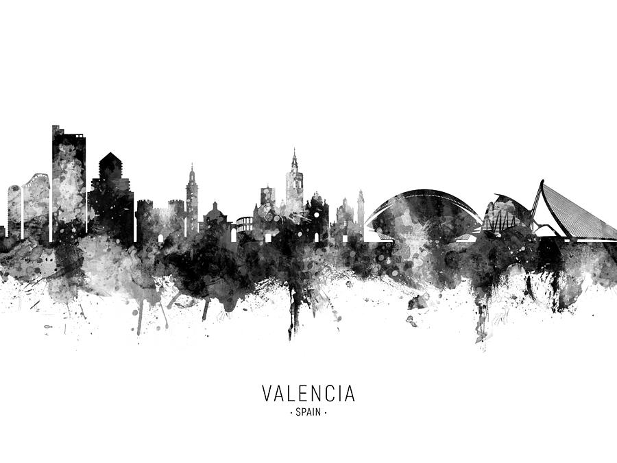 Valencia Spain Skyline #10 Digital Art by Michael Tompsett