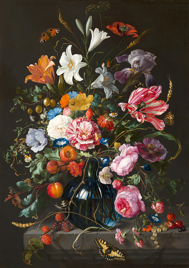 Butterfly Painting - Vase Of Flowers #10 by Jan Davidsz De Heem