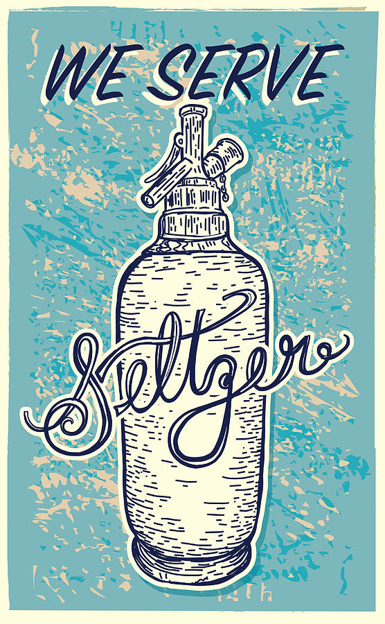 Vector illustration of an old fashioned Seltzer sparkling water bottle #10 Drawing by JDawnInk
