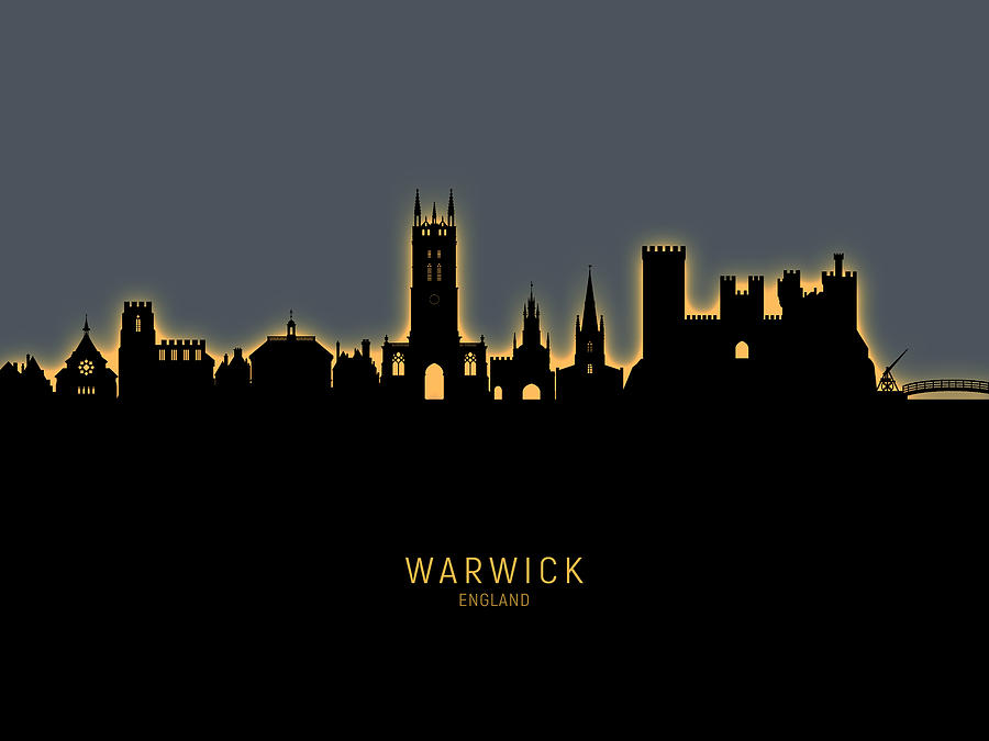 Warwick England Skyline #10 Digital Art by Michael Tompsett