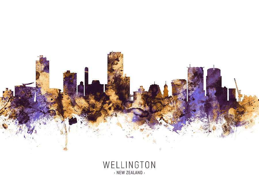 Skyline Digital Art - Wellington New Zealand Skyline #10 by Michael Tompsett