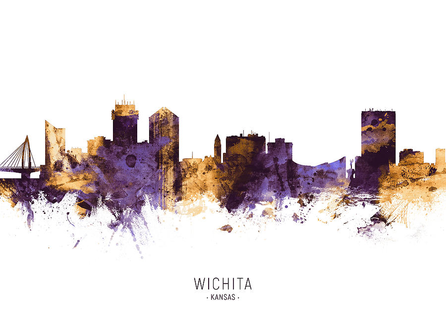 Wichita Digital Art - Wichita Kansas Skyline #10 by Michael Tompsett
