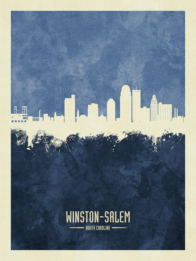 Winston-Salem North Carolina Skyline #10 Digital Art by Michael Tompsett