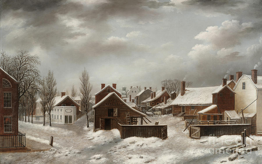 Winter Scene in Brooklyn Painting by Francis Guy