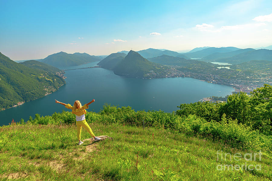 woman in Lugano Monte Bre mount #10 Photograph by Benny Marty