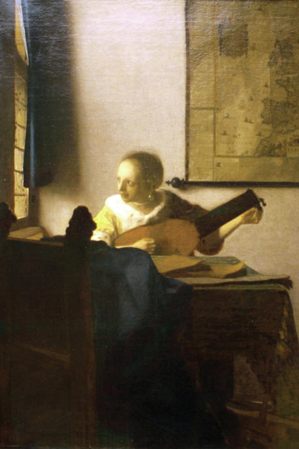 Woman with a lute Painting by Johannes Vermeer - Pixels