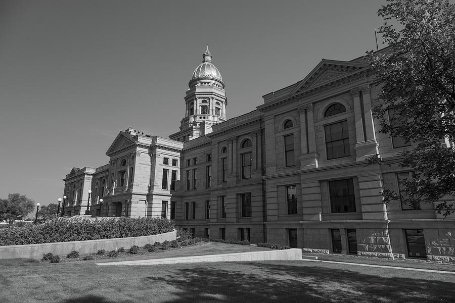 Wyoming state capitol building in Cheyenne Wyoming in black and white #10 Photograph by Eldon McGraw