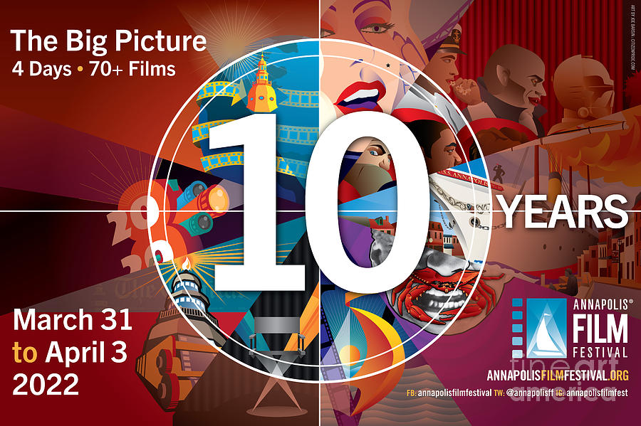 Maryland Digital Art - 10 Years Annapolis Film Festival Poster by Joe Barsin Maryland Digital Art - 10 Years Annapolis Film Festival Poster by Joe Barsin
