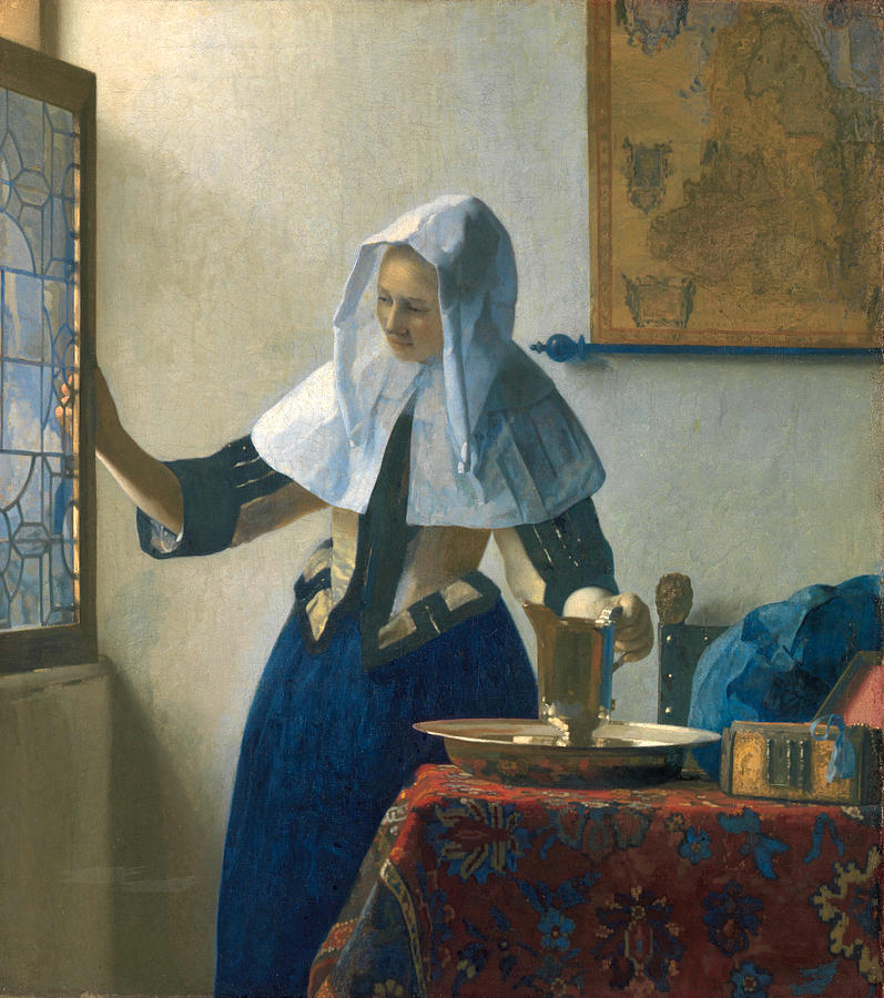 Young Woman with a Water Pitcher Painting by Johannes Vermeer