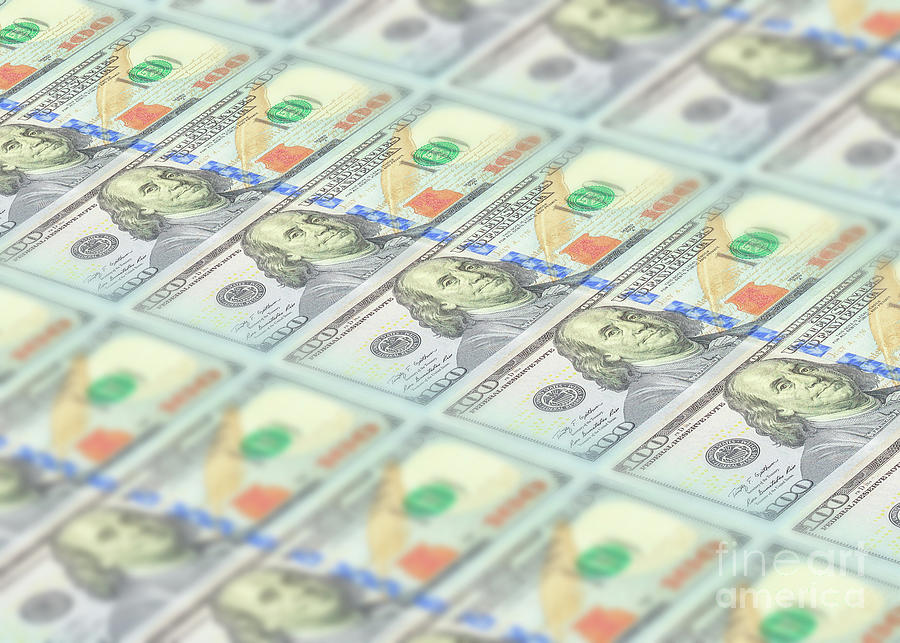 100 American dollars banknotes stack Photograph by Benny Marty