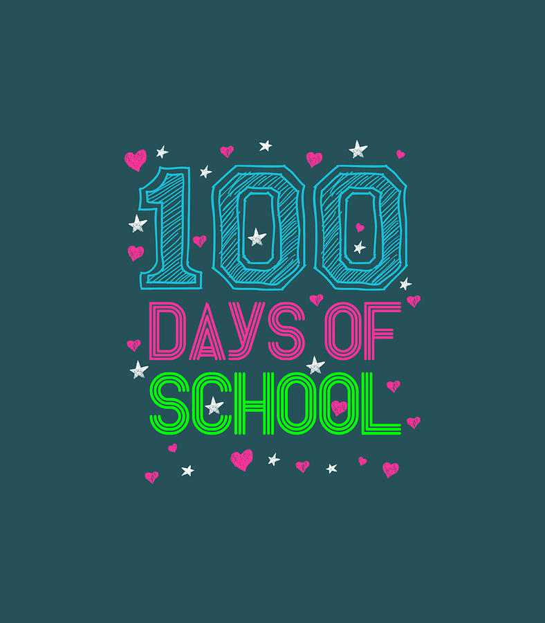 100 Days Of School Student Teacher Fun 100th Day Digital Art By Finlac 