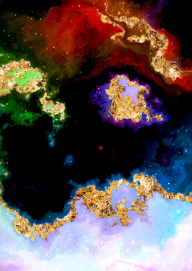 100 Starry Nebulas in Space Abstract Digital Painting 004 Mixed Media by Holy Rock Design