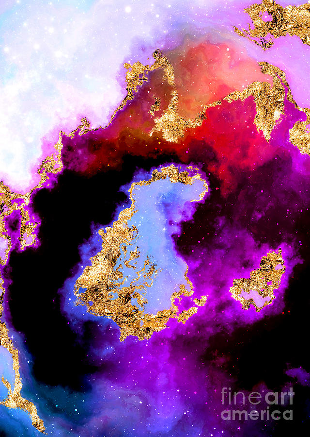 100 Starry Nebulas in Space Abstract Digital Painting 005 Mixed Media by Holy Rock Design