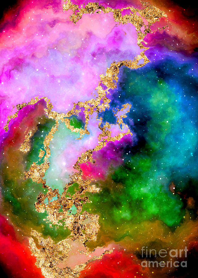 100 Starry Nebulas in Space Abstract Digital Painting 006 Mixed Media by Holy Rock Design