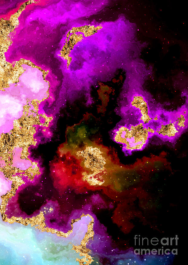 100 Starry Nebulas in Space Abstract Digital Painting 008 Mixed Media by Holy Rock Design