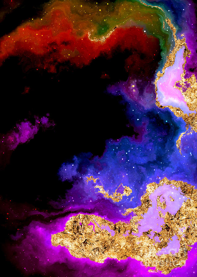 100 Starry Nebulas in Space Abstract Digital Painting 024 Mixed Media by Holy Rock Design
