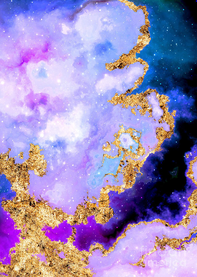 100 Starry Nebulas in Space Abstract Digital Painting 045 Mixed Media by Holy Rock Design