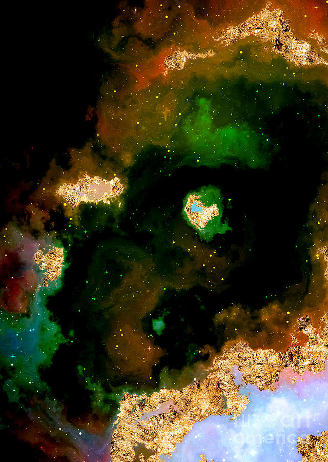 100 Starry Nebulas in Space Abstract Digital Painting 079 Mixed Media by Holy Rock Design
