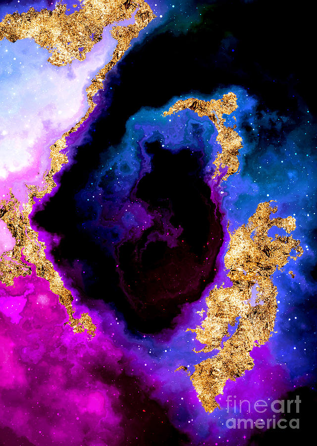 100 Starry Nebulas in Space Abstract Digital Painting 088 Mixed Media by Holy Rock Design