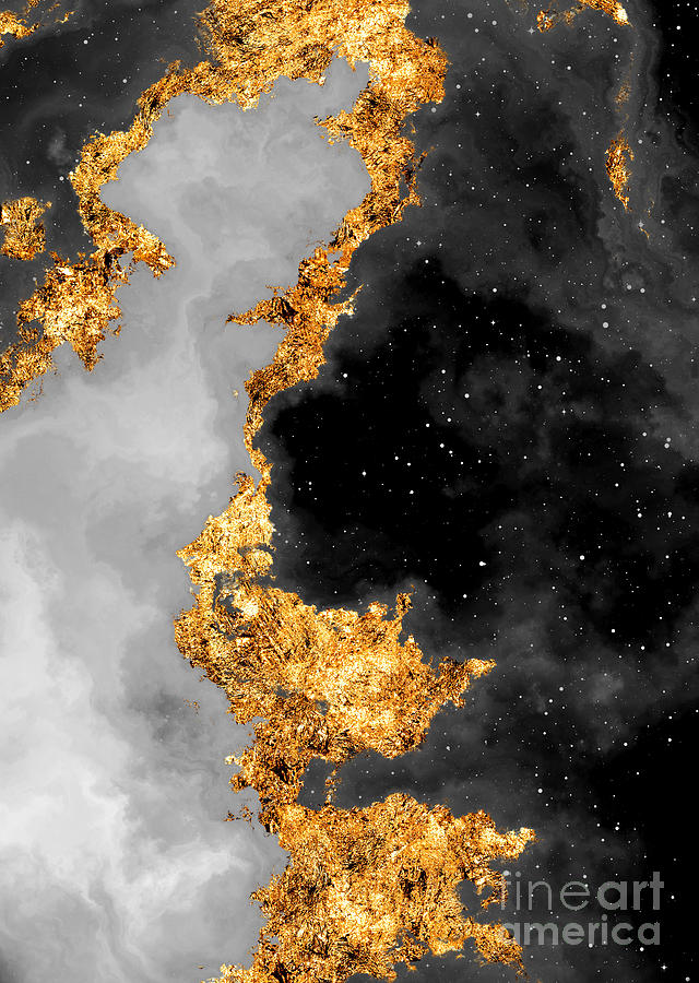 100 Starry Nebulas In Space Black And White Abstract Digital Painting 007 Mixed Media