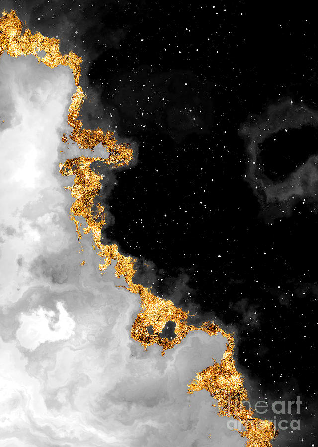 100 Starry Nebulas In Space Black And White Abstract Digital Painting 017 Mixed Media