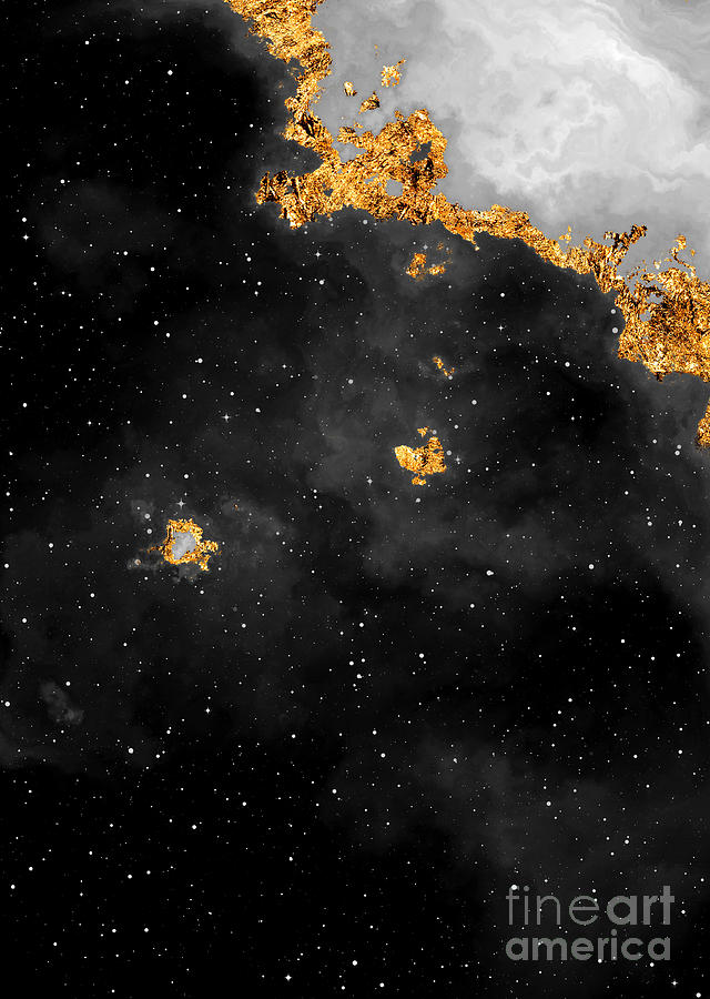 100 Starry Nebulas In Space Black And White Abstract Digital Painting 028 Mixed Media