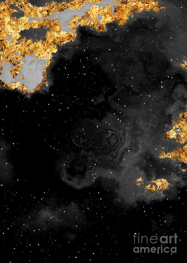 100 Starry Nebulas In Space Black And White Abstract Digital Painting 030 Mixed Media