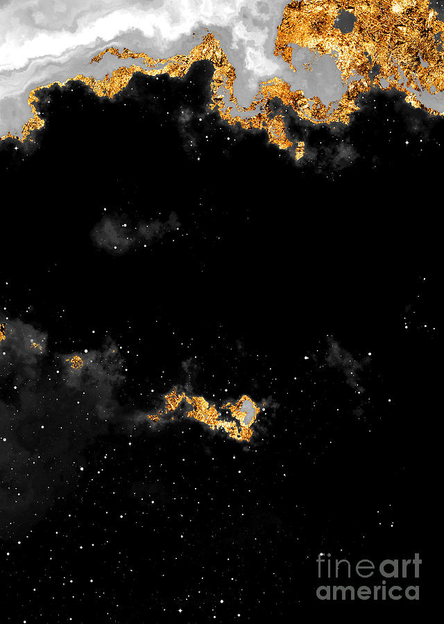 100 Starry Nebulas In Space Black And White Abstract Digital Painting 041 Mixed Media