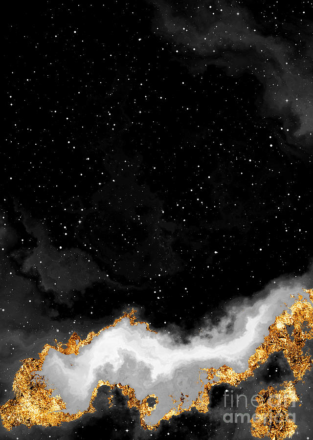 100 Starry Nebulas In Space Black And White Abstract Digital Painting 048 Mixed Media