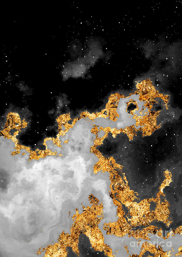 100 Starry Nebulas In Space Black And White Abstract Digital Painting 049 Mixed Media