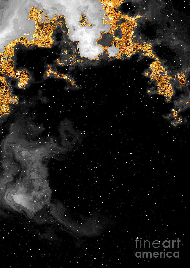 100 Starry Nebulas In Space Black And White Abstract Digital Painting 053 Mixed Media