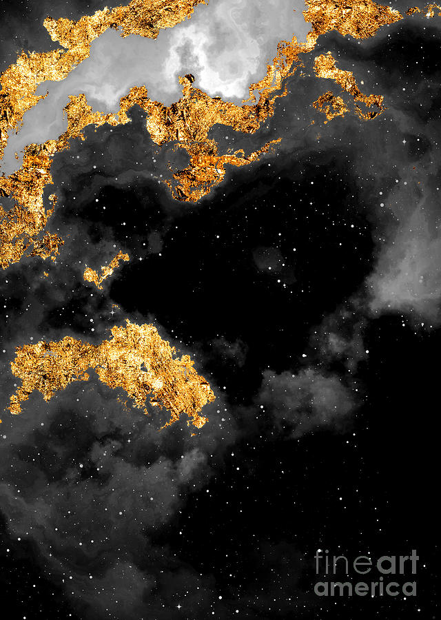 100 Starry Nebulas In Space Black And White Abstract Digital Painting 054 Mixed Media