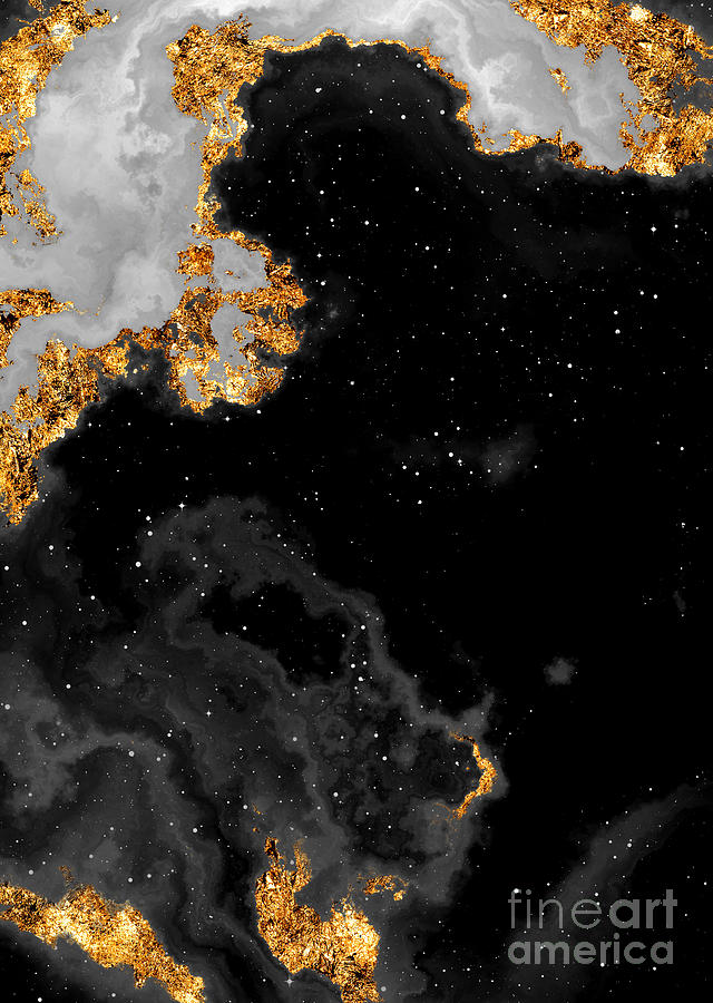 100 Starry Nebulas In Space Black And White Abstract Digital Painting 056 Mixed Media