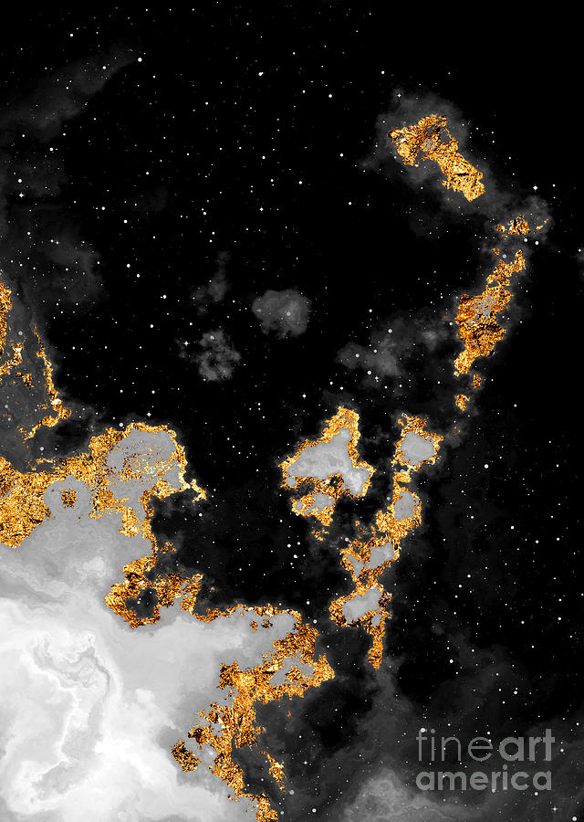 100 Starry Nebulas In Space Black And White Abstract Digital Painting 062 Mixed Media
