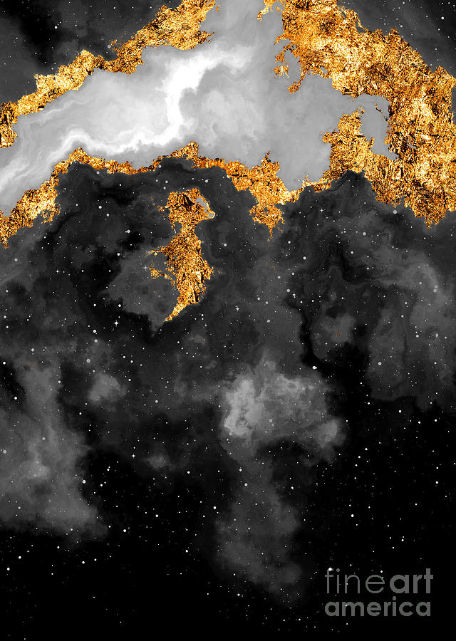 100 Starry Nebulas In Space Black And White Abstract Digital Painting 064 Mixed Media