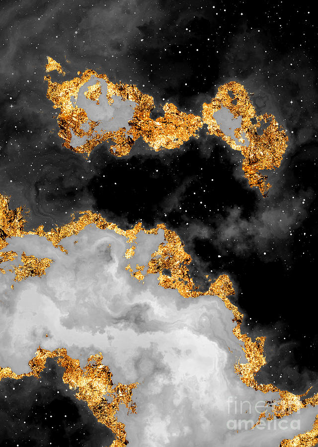 100 Starry Nebulas In Space Black And White Abstract Digital Painting 065 Mixed Media