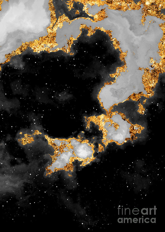 100 Starry Nebulas In Space Black And White Abstract Digital Painting 074 Mixed Media