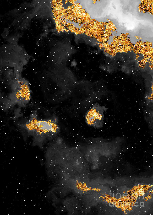 100 Starry Nebulas in Space Black and White Abstract Digital Painting 079 Mixed Media by Holy Rock Design