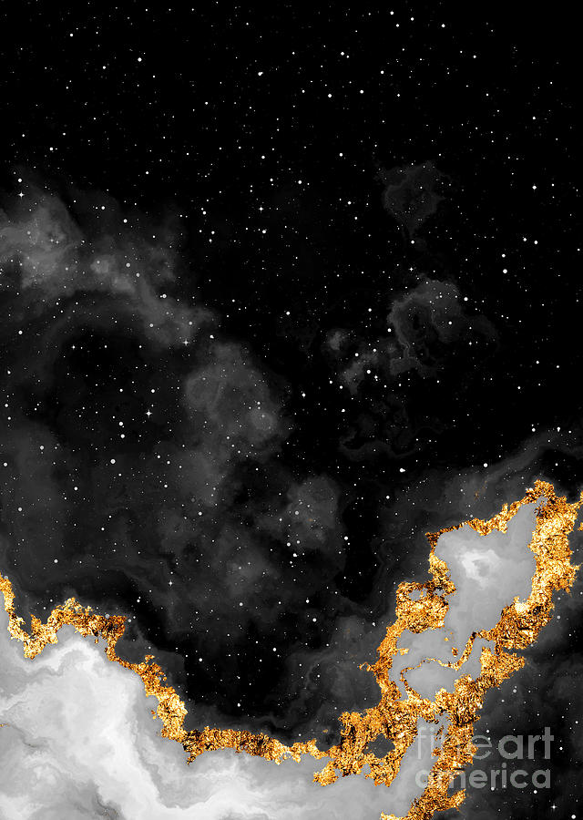 100 Starry Nebulas In Space Black And White Abstract Digital Painting 115 Mixed Media