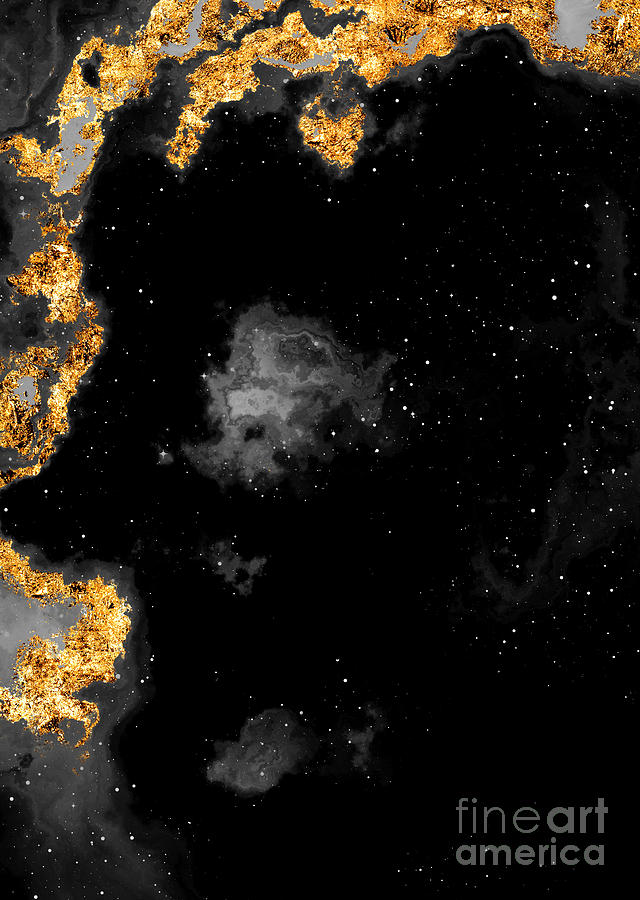 100 Starry Nebulas in Space Black and White Abstract Digital Painting 117 Mixed Media by Holy Rock Design