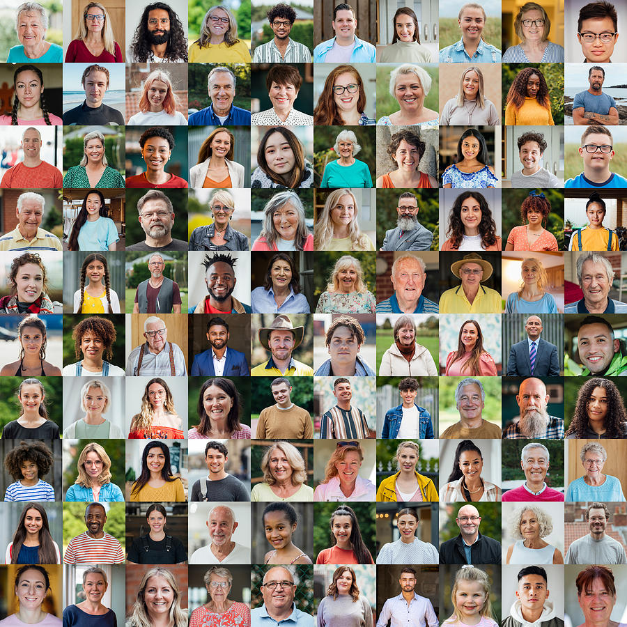 100 Unique Faces Collage Photograph by SolStock