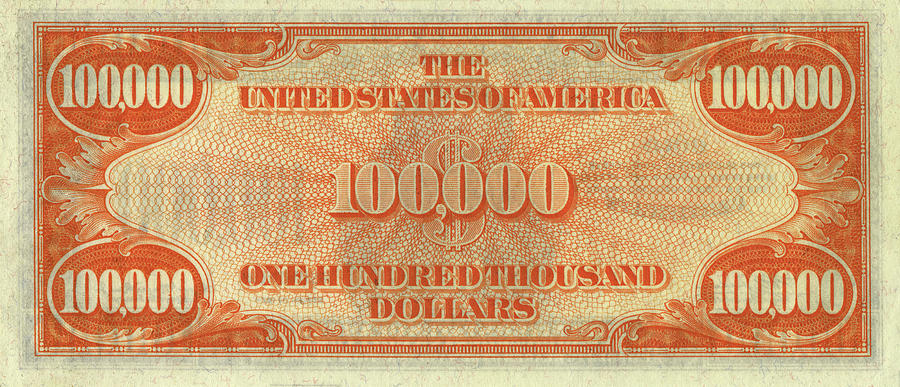 Woodrow Wilson Painting - 100,000 Dollars, United States #100000 by American History