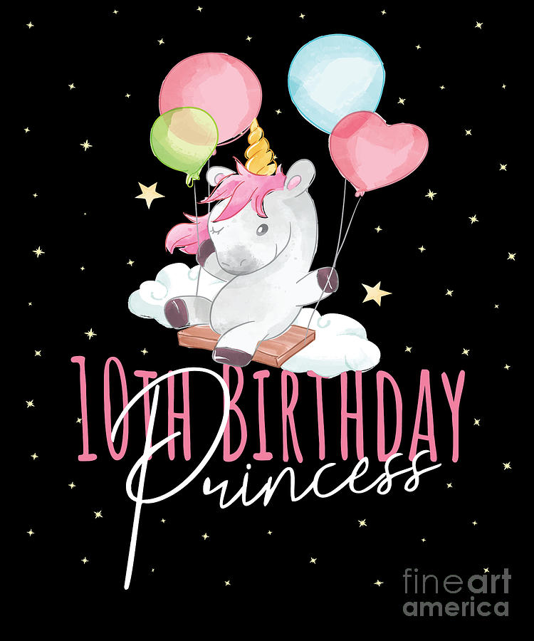 10th Birthday Princess Girl 10 Years Old Unicorn Lover BDay product ...