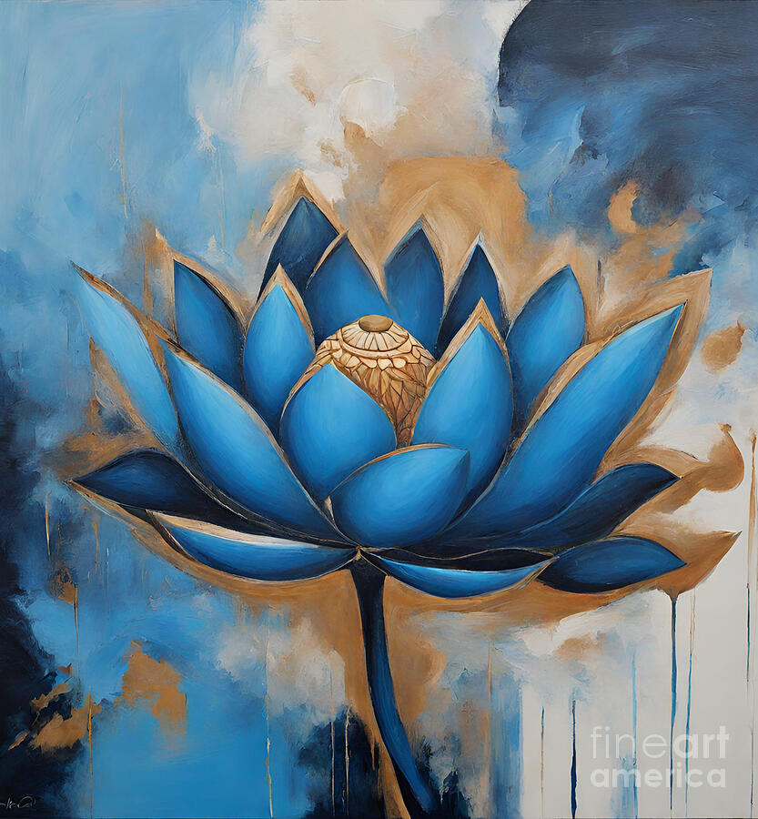 Flowers Still Life Painting - Abstract Flower #11 by Naveen Sharma