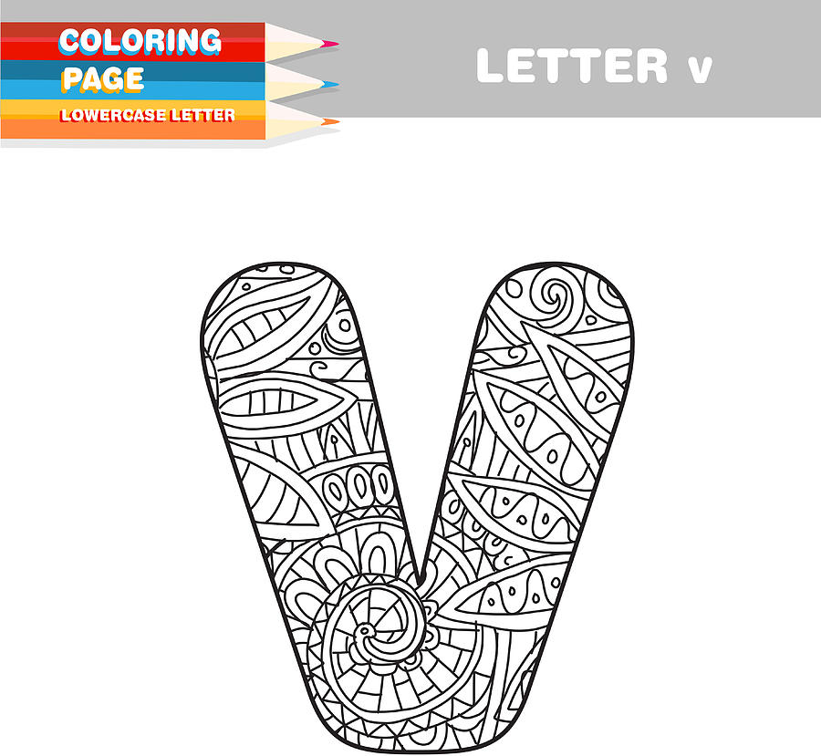 Adult Coloring book lower case letters hand drawn template #11 Drawing by JDawnInk