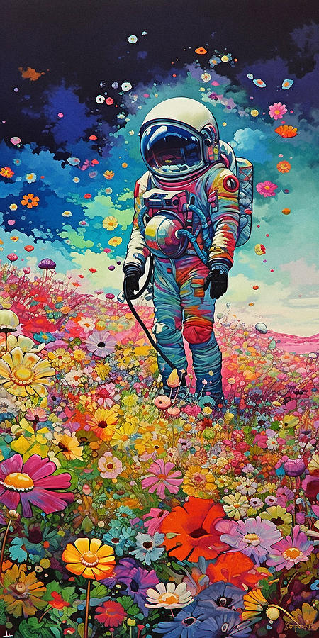 Astronaut in the flower field - Print Digital Art by SampadArt Gallery ...