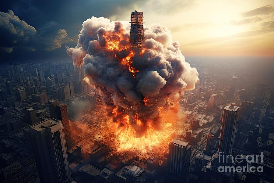 attack on the twin towers of the New #11 Digital Art by Benny Marty