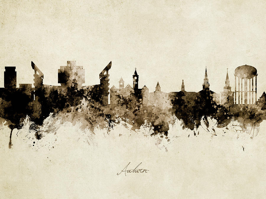Auburn Digital Art - Auburn Alabama Skyline by Michael Tompsett Auburn Digital Art - Auburn Alabama Skyline by Michael Tompsett