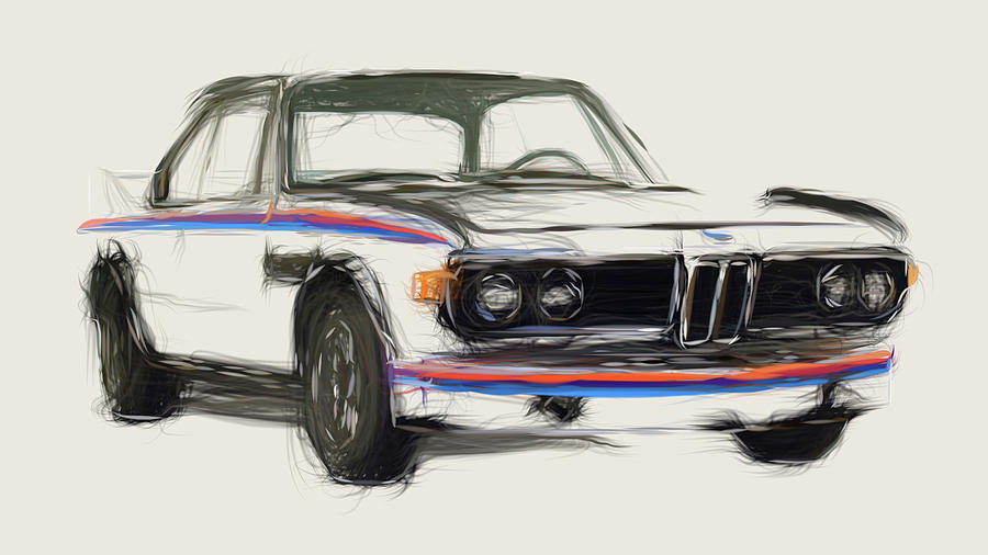 BMW 3.0 CSL Race Car Drawing Coffee Mug by CarsToon Concept - Fine Art  America